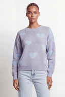 Heart Pattern Knit Pullover Sweater