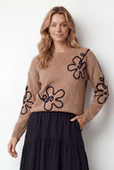 Floral Stitch Knit Pullover Sweater