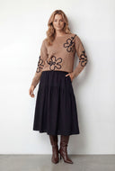 Floral Stitch Knit Pullover Sweater
