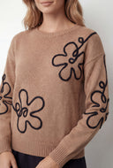 Floral Stitch Knit Pullover Sweater