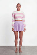Dylan Striped Distressed Hem Cropped Sweater