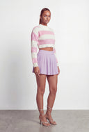 Dylan Striped Distressed Hem Cropped Sweater