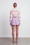 Dylan Striped Distressed Hem Cropped Sweater