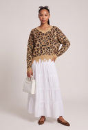 Leopard Print Frayed Sweater