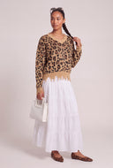 Leopard Print Frayed Sweater