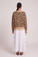Leopard Print Frayed Sweater