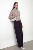 Distressed Rib Knit Turtleneck Sweater