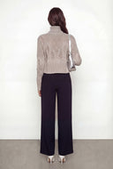 Distressed Rib Knit Turtleneck Sweater