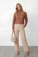 Distressed Rib Knit Turtleneck Sweater