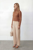 Distressed Rib Knit Turtleneck Sweater