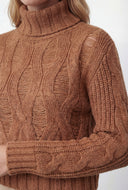 Distressed Rib Knit Turtleneck Sweater