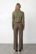 Distressed Rib Knit Turtleneck Sweater