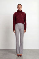 Distressed Rib Knit Turtleneck Sweater