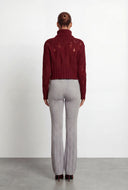 Distressed Rib Knit Turtleneck Sweater