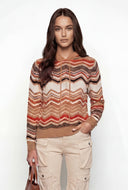 Gloria Chevron Knit Hooded Sweater