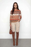 Gloria Chevron Knit Hooded Sweater