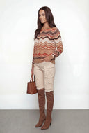 Gloria Chevron Knit Hooded Sweater