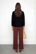 Varsity Stripe Cable Knit V-Neck Sweater