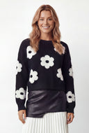 Boucle Floral Crop Pullover Sweater