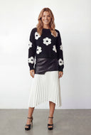 Boucle Floral Crop Pullover Sweater
