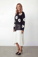 Boucle Floral Crop Pullover Sweater