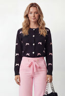 Bow Knit Button Front Cardigan
