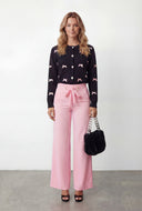 Bow Knit Button Front Cardigan