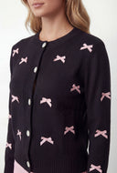 Bow Knit Button Front Cardigan