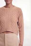 Leilani Cable Knit Open Stitch Crop Sweater