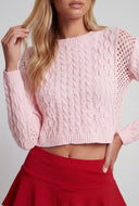 Leilani Cable Knit Open Stitch Crop Sweater