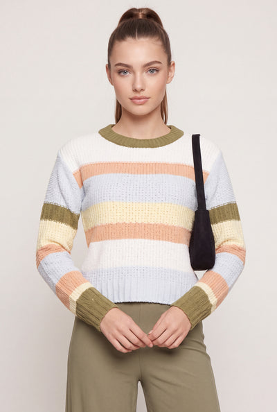 Color Block Crew Neck Sweater