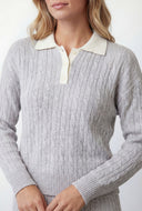 Cable Knit Contrast Collar Sweater