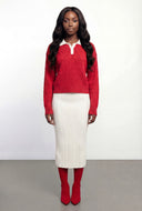 Cable Knit Contrast Collar Sweater