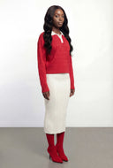 Cable Knit Contrast Collar Sweater