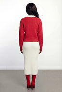 Cable Knit Contrast Collar Sweater