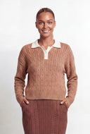 Cable Knit Contrast Collar Sweater