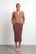 Cable Knit Contrast Collar Sweater