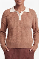 Cable Knit Contrast Collar Sweater