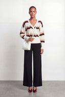 Maliyah Chevron Pointelle Knit Faux Wrap Sweater