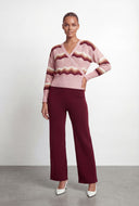 Maliyah Chevron Pointelle Knit Faux Wrap Sweater