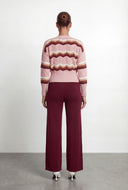 Maliyah Chevron Pointelle Knit Faux Wrap Sweater