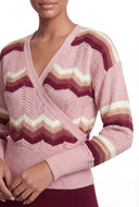 Maliyah Chevron Pointelle Knit Faux Wrap Sweater