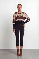 Viviana Caged Back Chevron Pointelle Knit Sweater