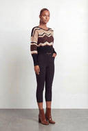 Viviana Caged Back Chevron Pointelle Knit Sweater