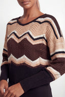 Viviana Caged Back Chevron Pointelle Knit Sweater