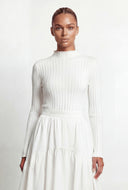 Lettuce Edge Mock Neck Knit Top