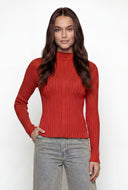 Lettuce Edge Mock Neck Knit Top