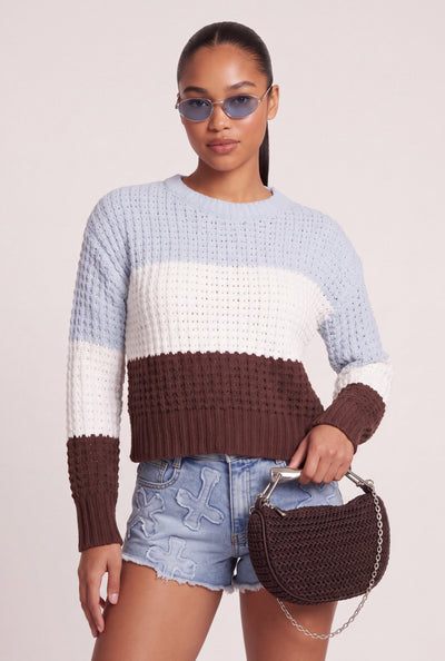 Color Block Crochet Sweater