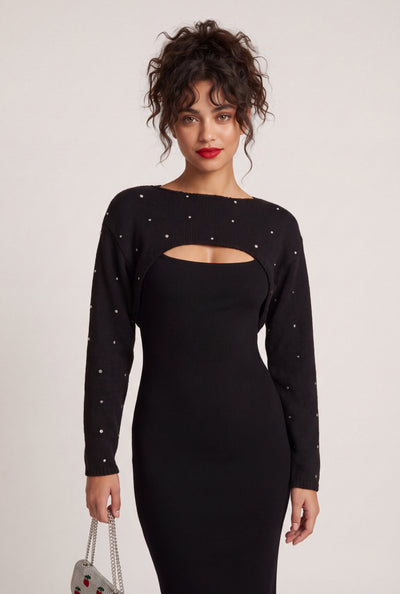 Studded Crop Bolero Sweater