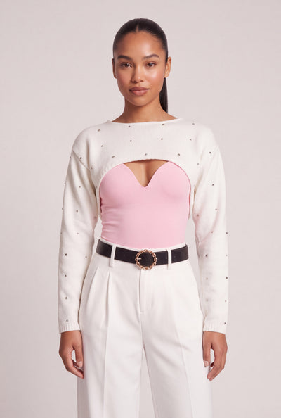 Studded Crop Bolero Sweater
